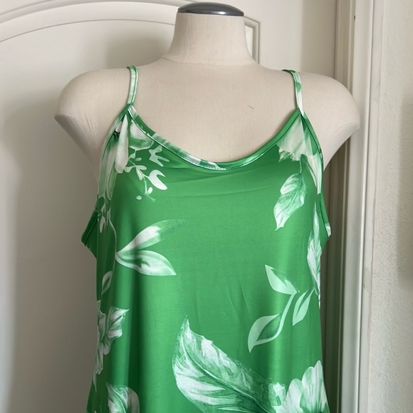 Maxi~Dress / Spaghetti Straps / Green & White Floral - Picture 2 of 11